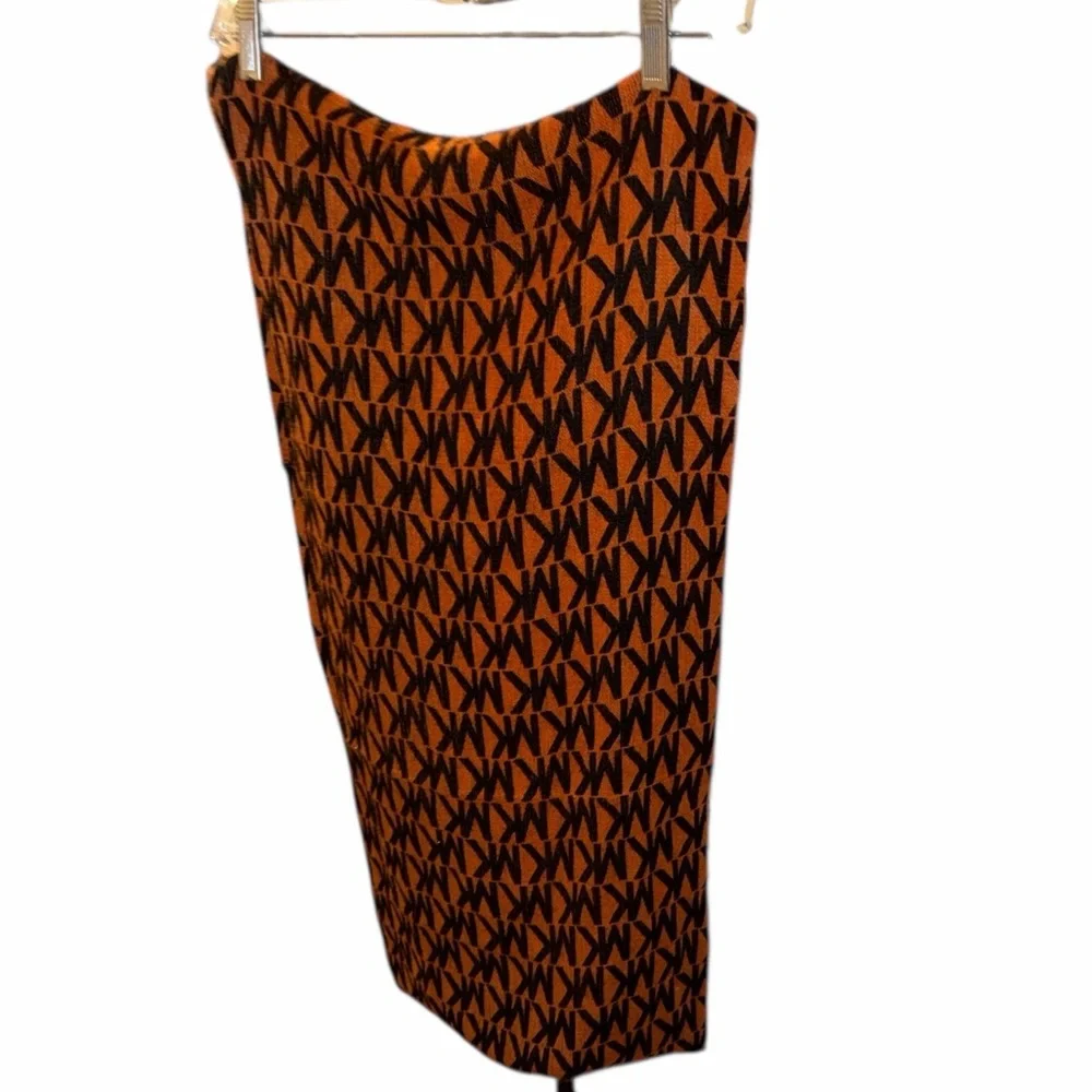Michael Kors monogrammed, orange and black infinity scarf